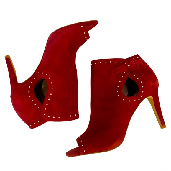VINCE CAMUTO Suede Peep Toe Booties - Picture 2 of 6